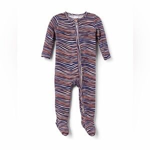 Angel Dear Bamboo Zigzag Footie Pajamas 6-9M Blue Red Zip Sleeper